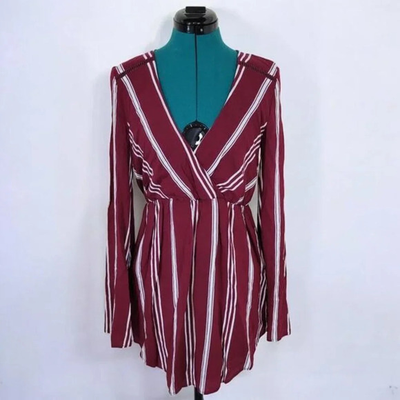 The Jetset Diaries Red Striped Faux Wrap Dress - Size Medium - Picture 2 of 10